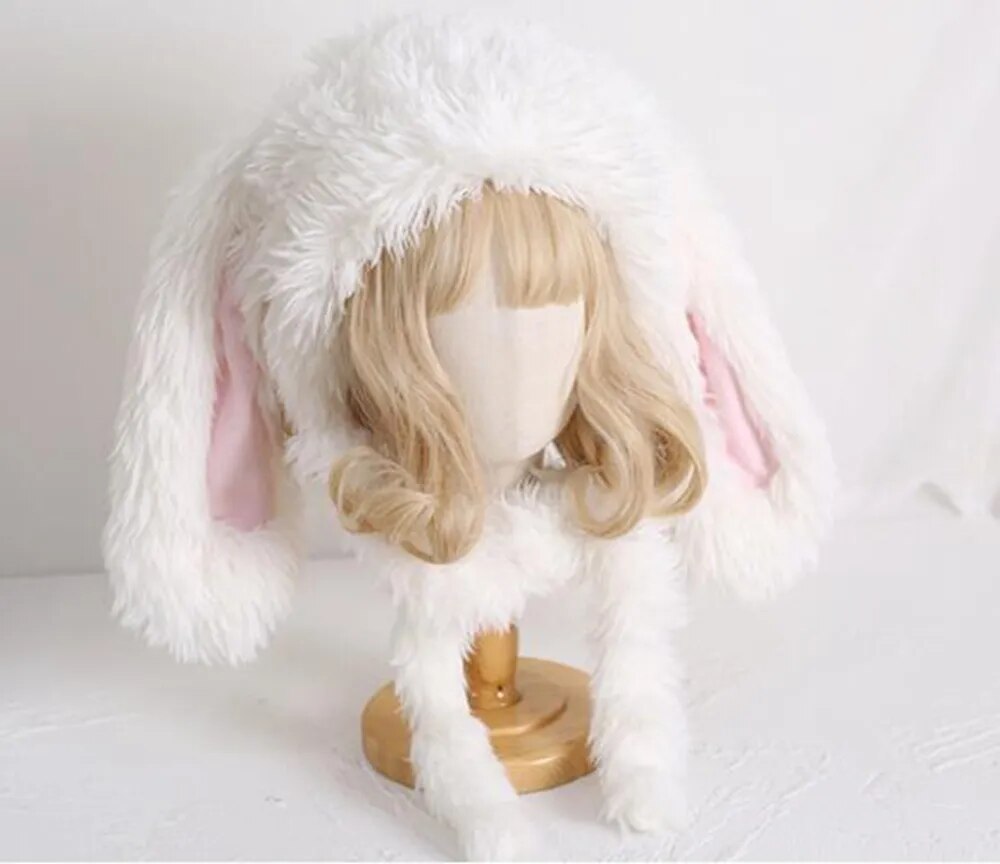 Gorro de invierno con orejas de conejo caídas