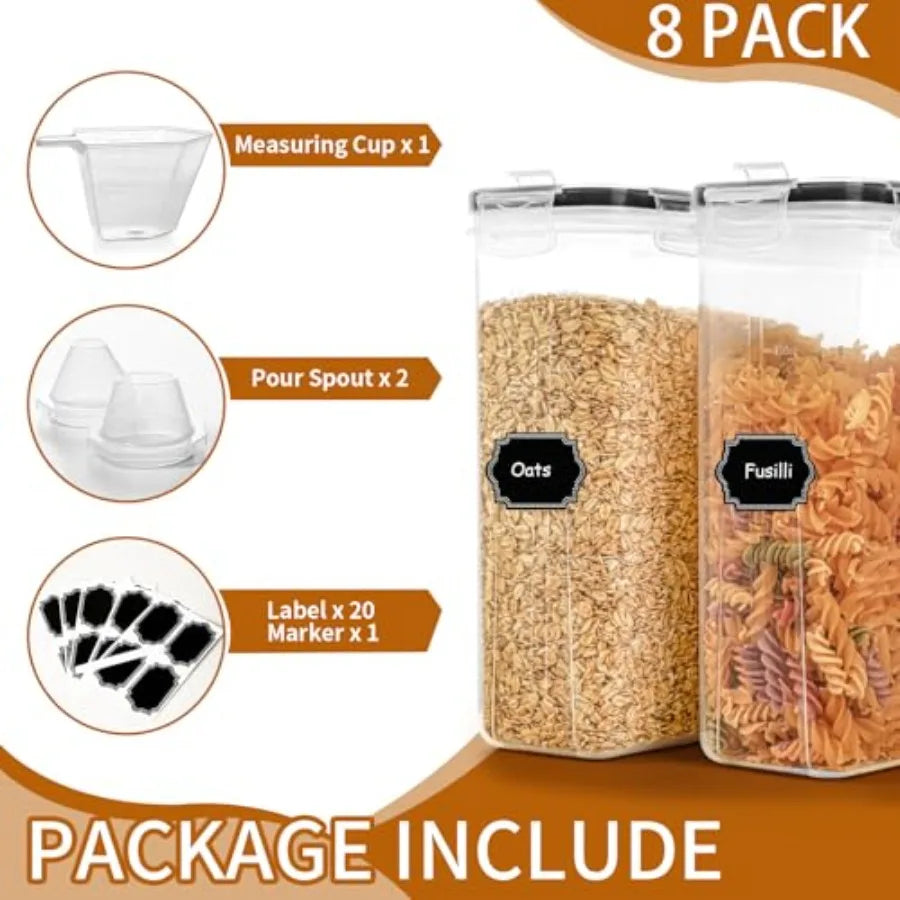 8 Piece Airtight Cereal Storage Containers With Lids For Pantry