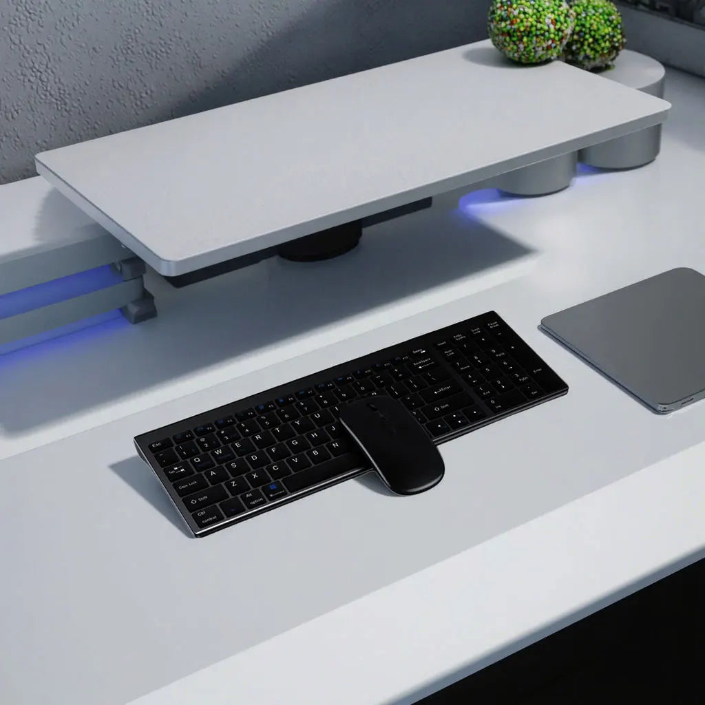 Keyboard and Mouse Set Wireless 2.4GHz Ultra-Slim Business-Style USB For Office Use Rechargeable and Waterproof PC Laptops