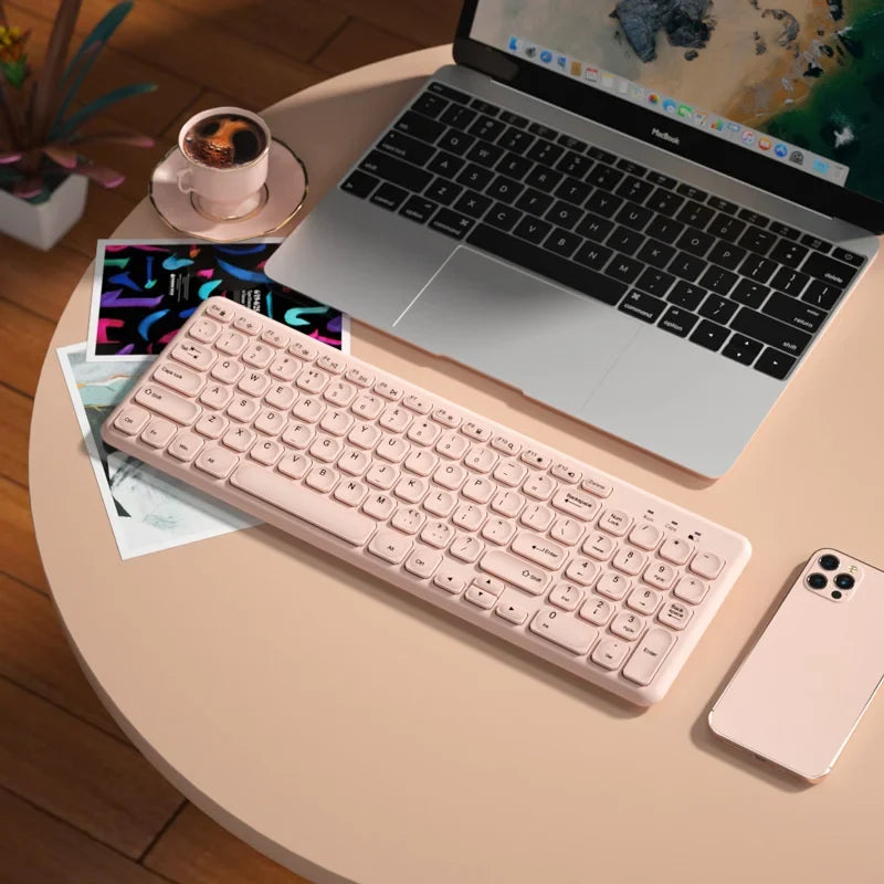 Fashion Keyboard and Mouse Set Wireless PC Gamer Keyboards and Mouse Kit Ultra Thin Office Ergonomic Gaming Keypad Mice Purple