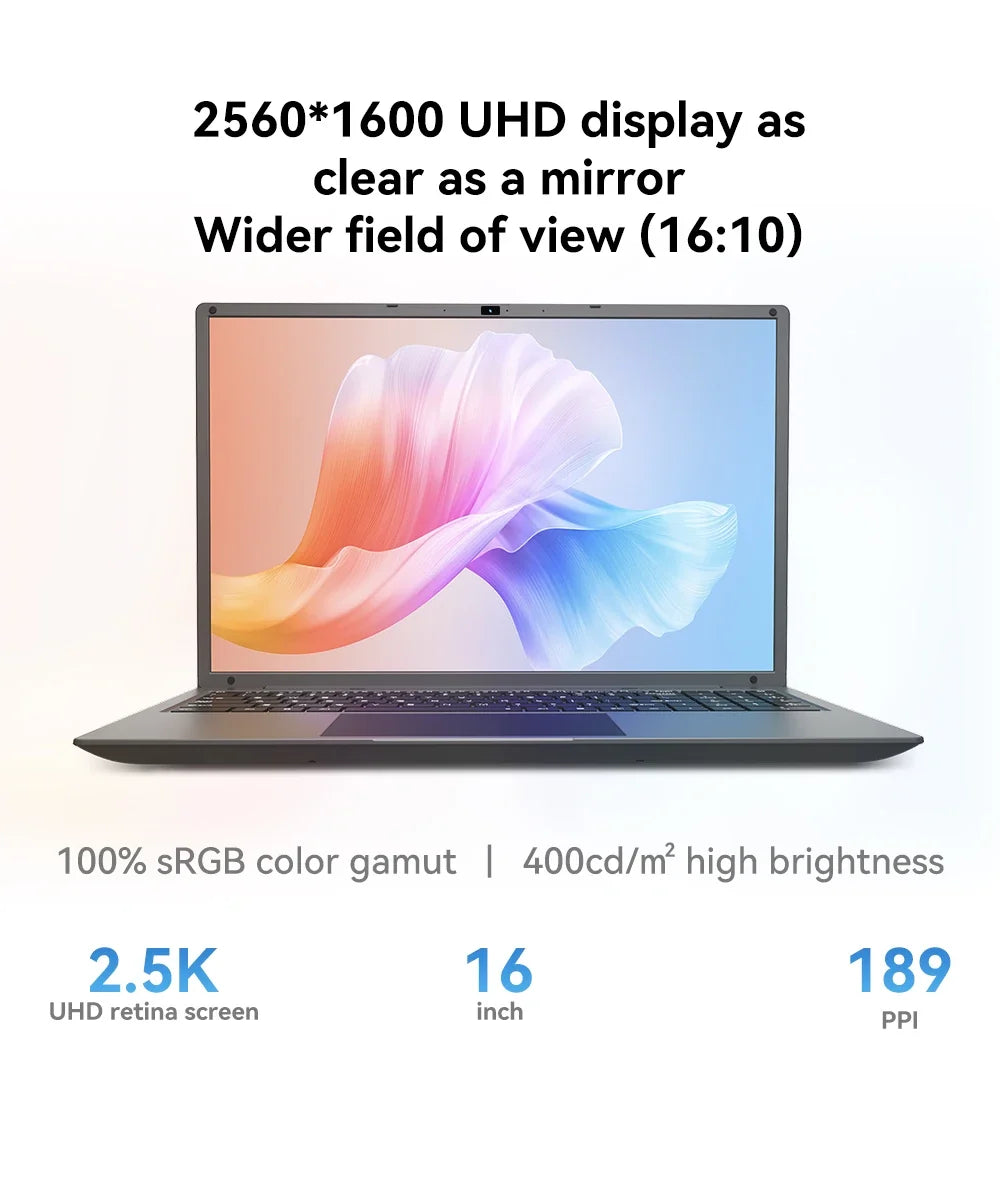 16 Inch Laptop Intel Core I5-1240p CPU 2.5k IPS Display Windows 11