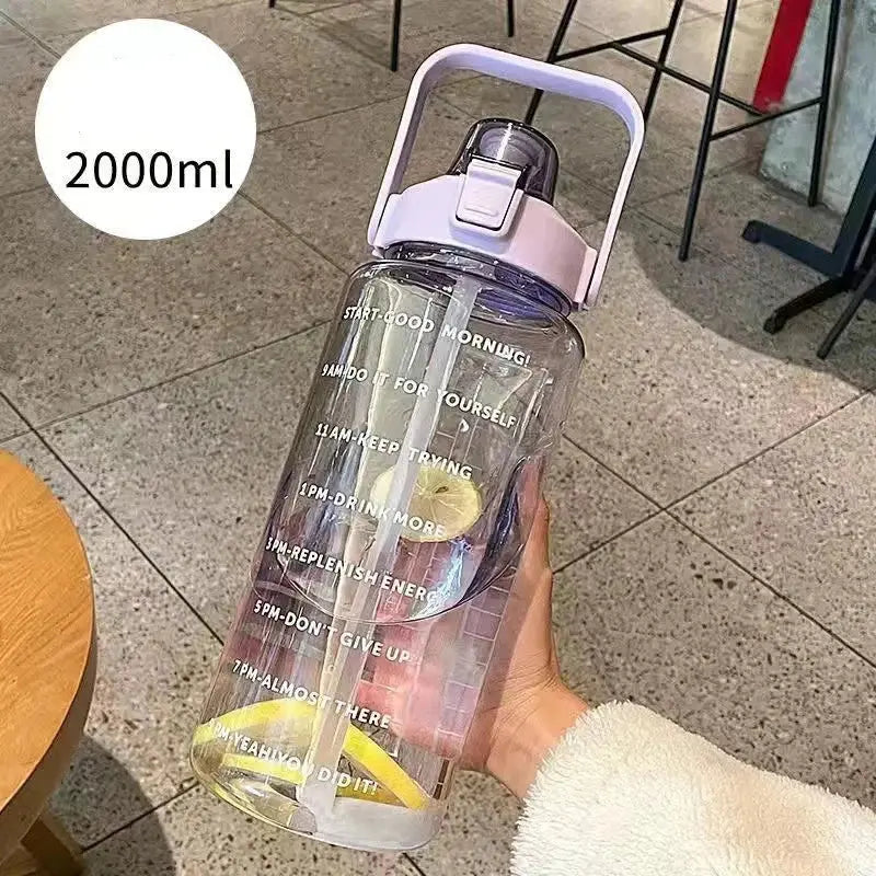 2L Water Bottle With Straw Large Capacity Sports Water Bottle