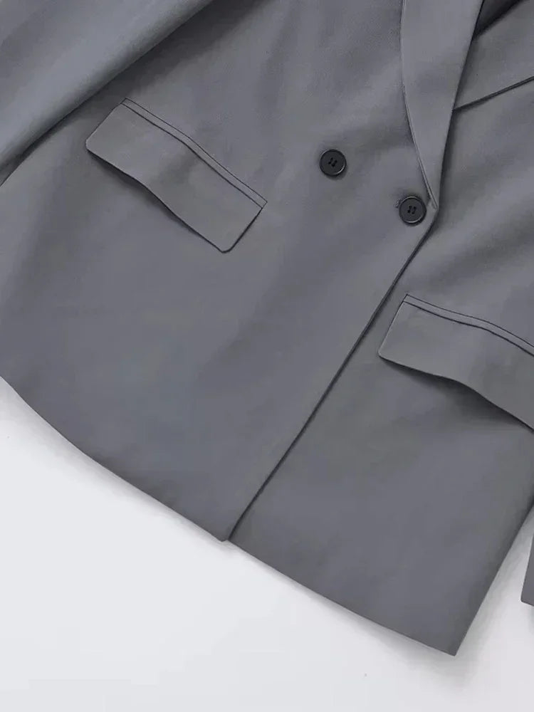 TRZA-Abrigo Blazer Cruzado para Mujer, Ropa de Oficina, Manga Larga, Bolsillos con Solapa, Prendas de Abrigo Femeninas, Blusas Elegantes, Moda