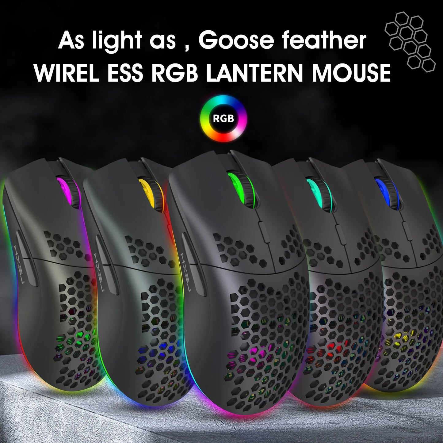 HXSJ 60% Wireless Gaming Keyboard and Mouse Combo,LED Backlit Rechargeable 2000mAh Battery,Mini Mechanical Feel Anti-ghosti