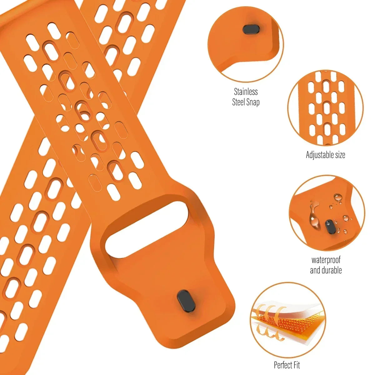 Motorola Moto Watch Perforated Silicone Sport Band, Pin-and-Tuck
