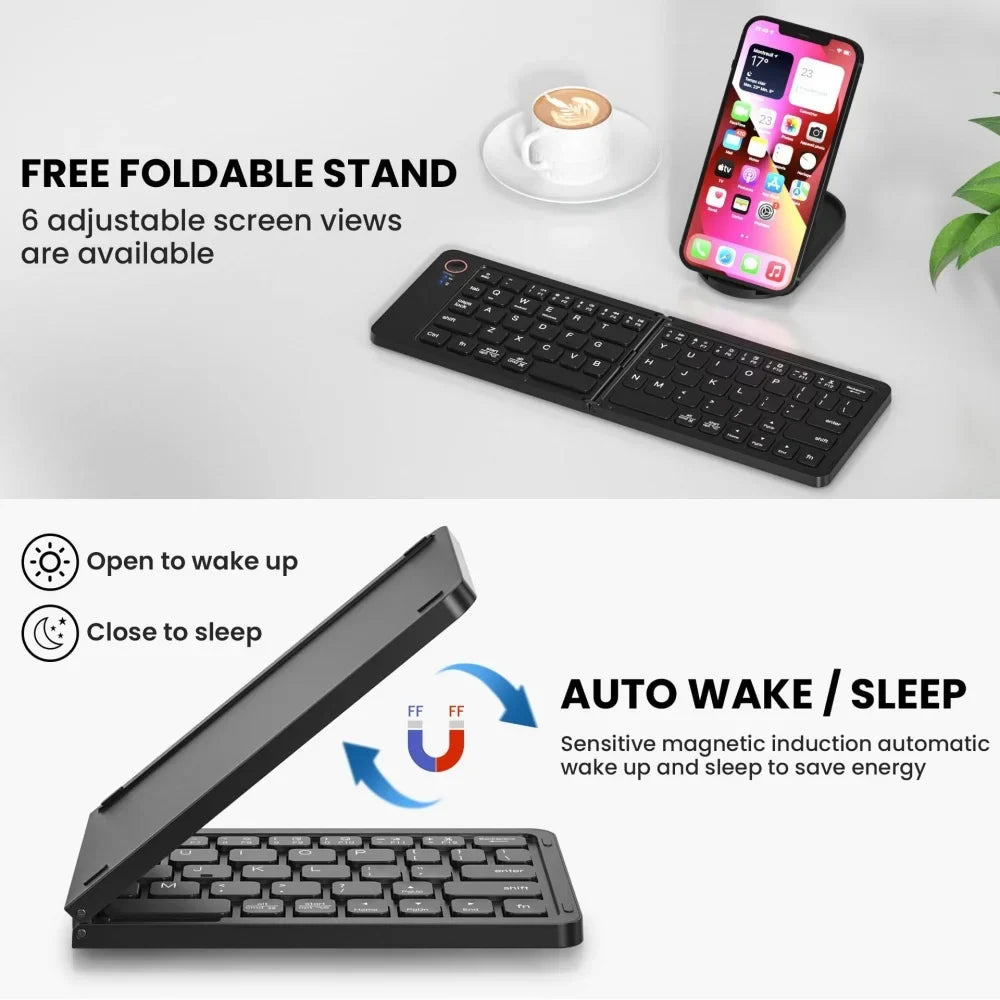Wireless Keyboard Folding Keyboard Portable Bluetooth Keyboard Foldable Mini Keyboard For Windows Android IOS Laptop Tablet