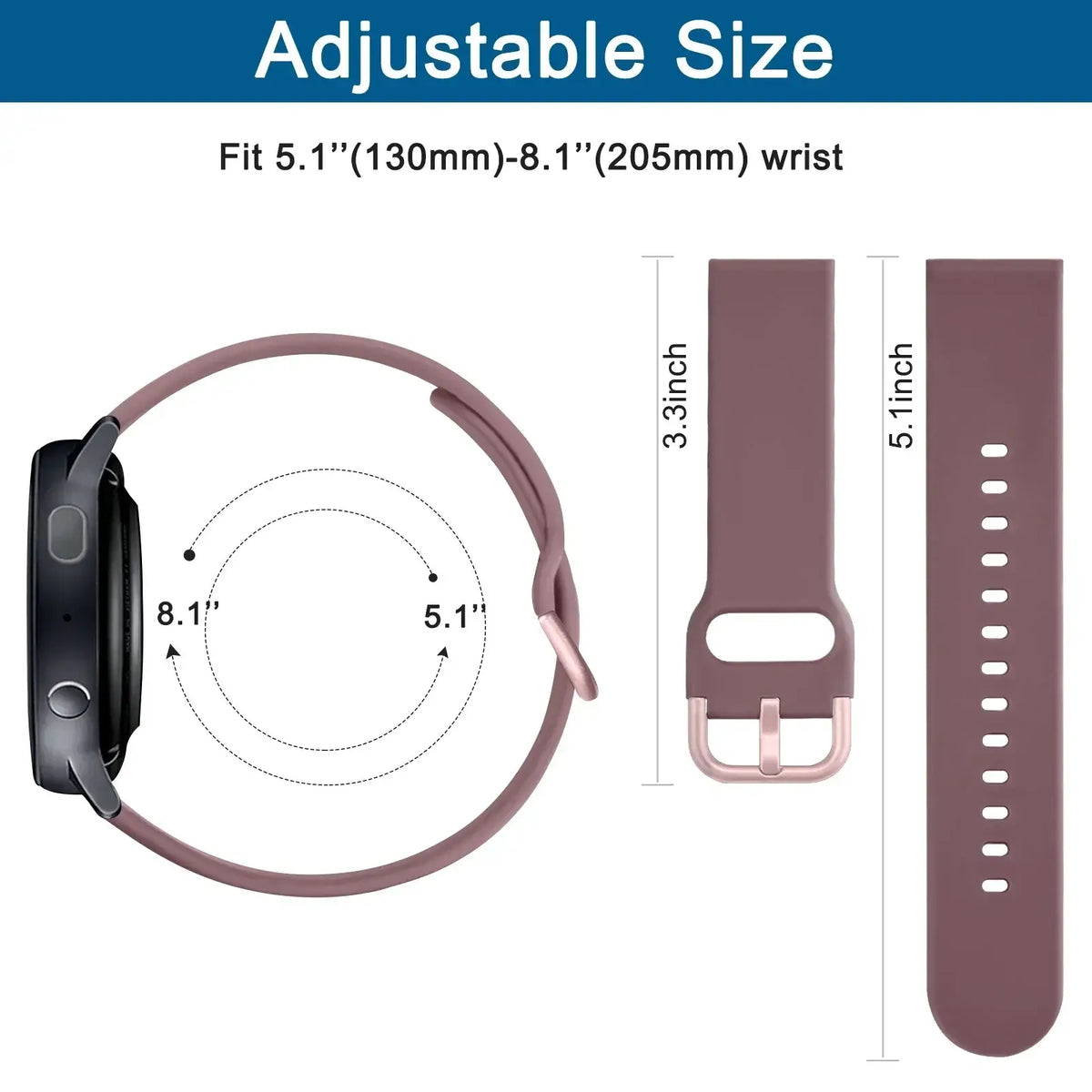 Amazfit Balance, GTR, GTS & Bip Soft Silicone Band, Tuck-Through Loop