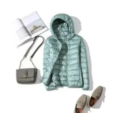 8XL Cheap Ultra Light Down Winter Warm Hooded Feather Puffer Jacket For Girl Short Spring Autumn Coat Female Women Big Size Duck