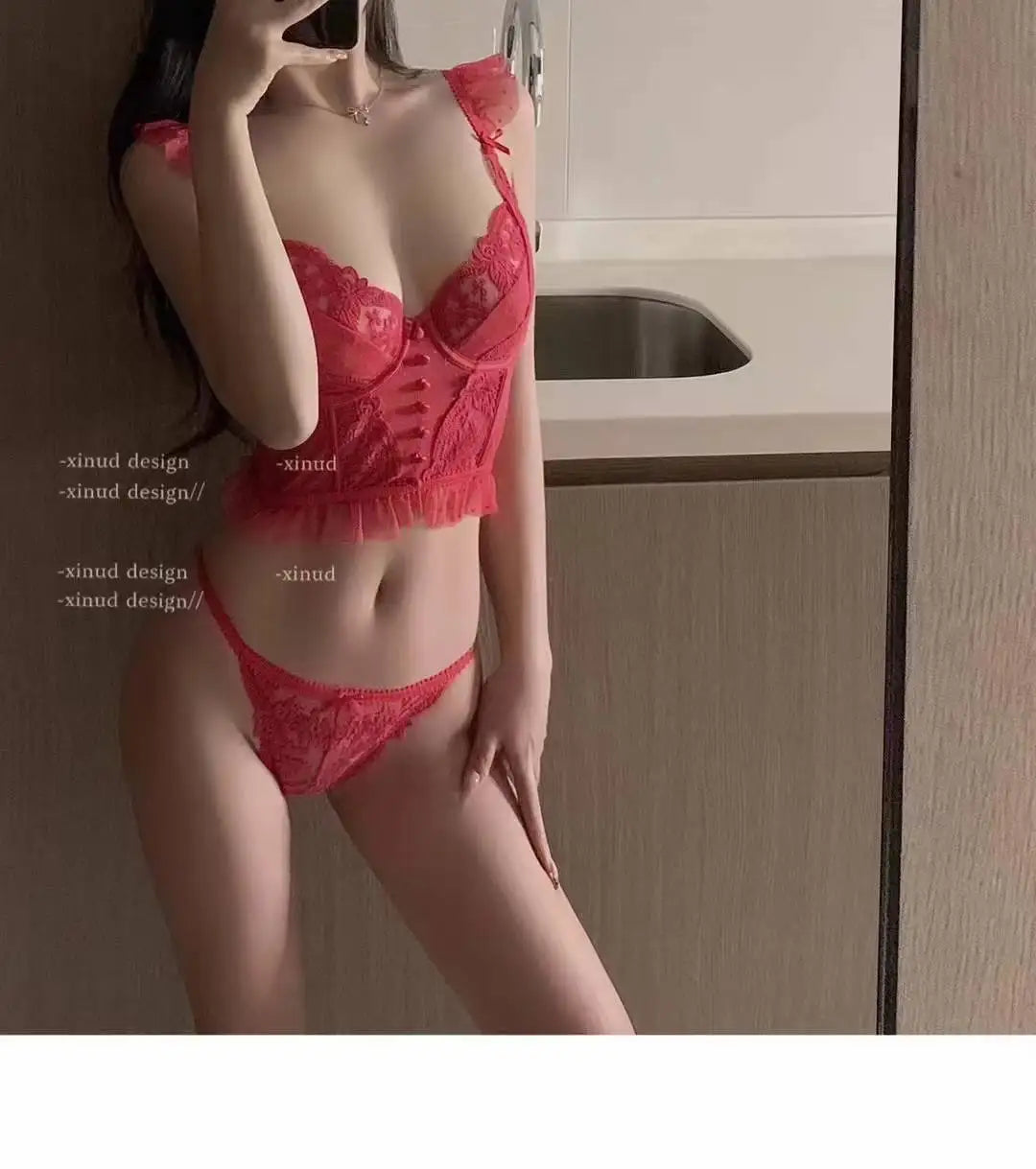 Summer French Lace Bralette Beach Set Sheer Ultra Thin Embroidered Waistcoat Thong See Through Light Support AU S-XL MOYISU BC