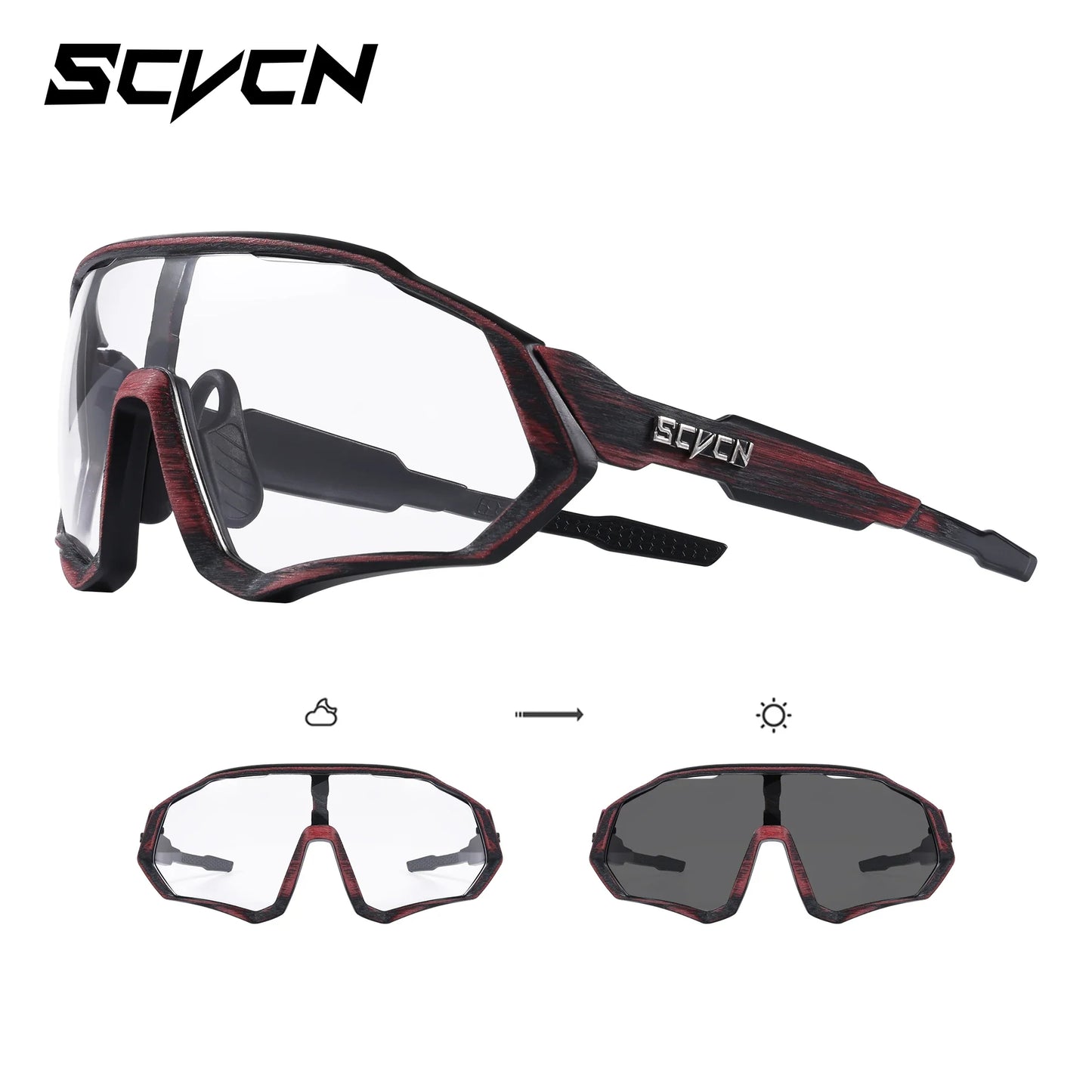 SCVCN Photochromic Cycling Sunglasses Outdoor Sports Running Drving Glasses Road MTB Bicycle Goggles  UV400 Safety Bike Eyewear