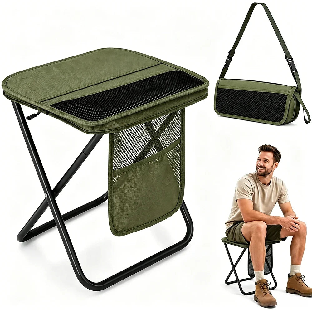Camping Folding Stool with Storage Sack Portable Pocket Lightweight Stools for Hiking Fishing Climbing Picnic