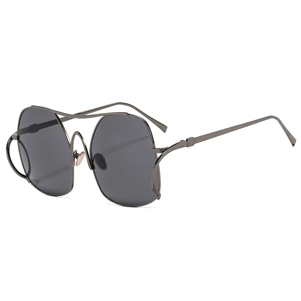 New Luxury Fashion Gradient Oval Women Sunglasses 2025 Personality Double Beam Frame Design Advanced All Match Men Glasses UV400
