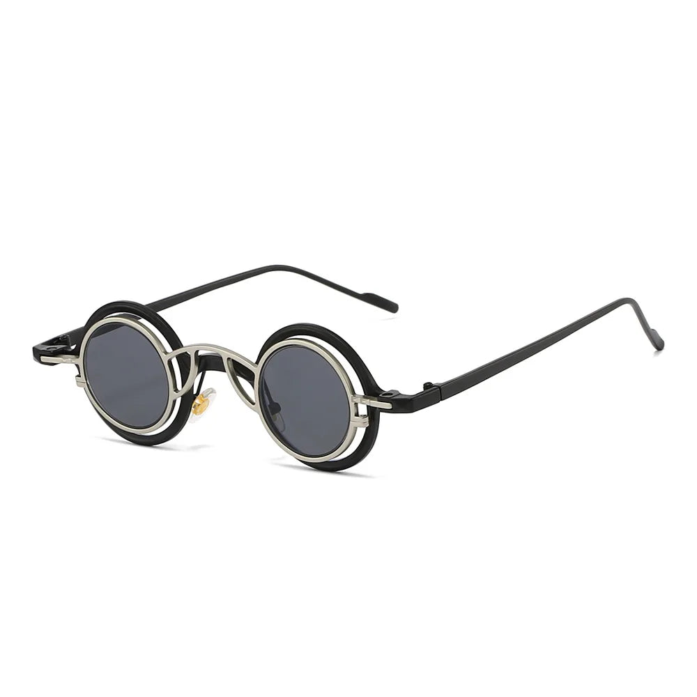 New Retro Round Two In One Pure Titanium Women Sunglasses Y2K Personality Steampunk Style High Quality Men Gafas De Sol UV400