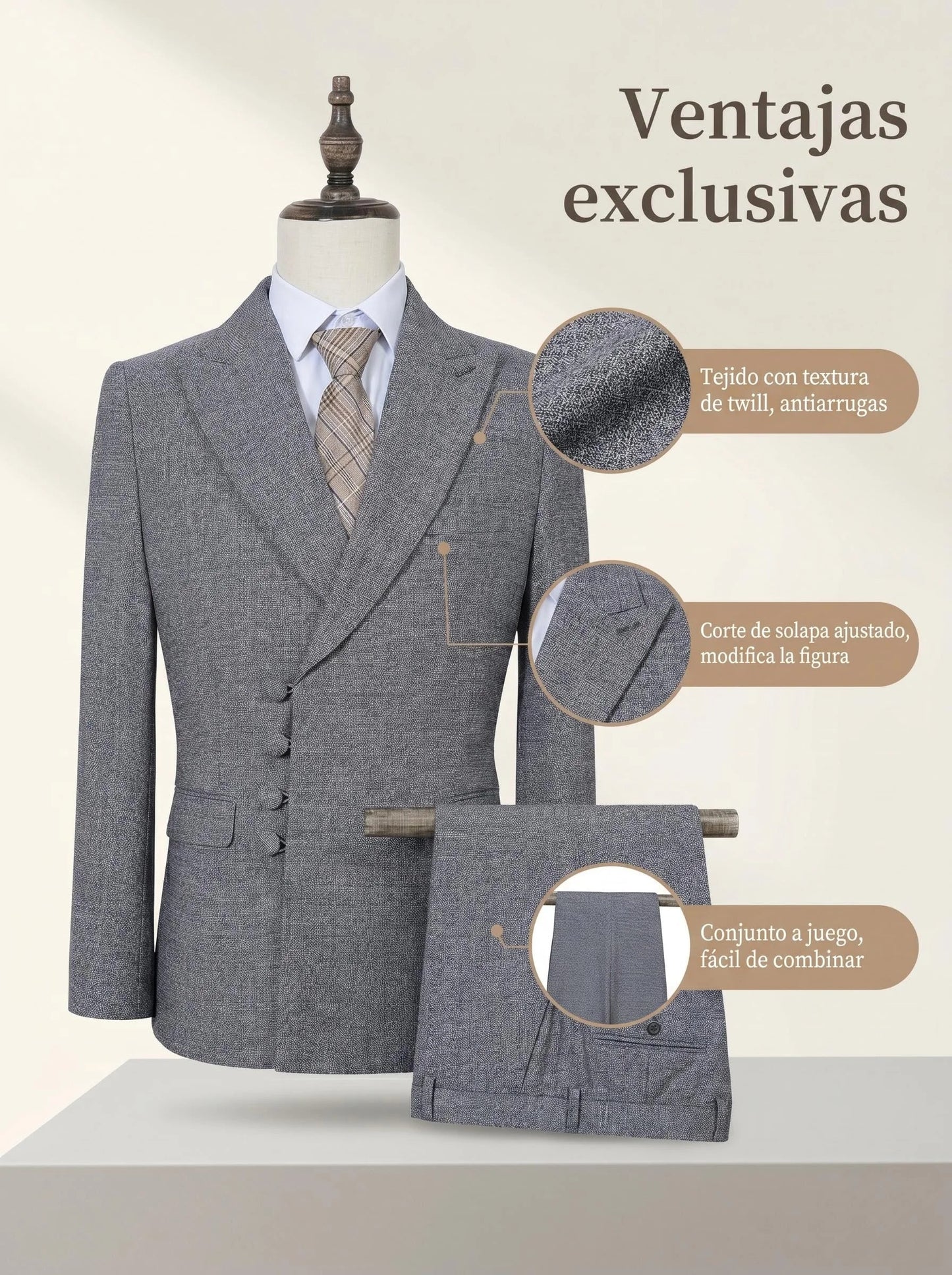 ST Cassy Elegant Men Suit for Wedding Slim Fit Double Breasted Multiple Buttons Casual Business Man 2 Piece Set Party Outfit