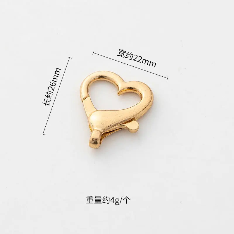 10pcs Heart Shaped Spring Clasps Metal Lobster Clasps Bag Clips Hook Dog Chain Buckles DIY Keychain Jewelry Making Accessories