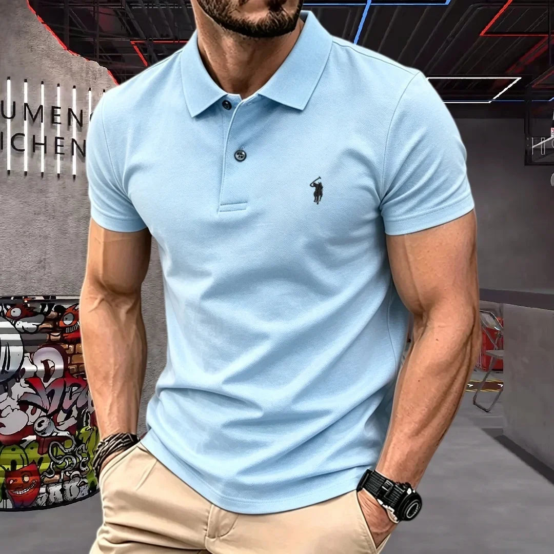 100% Pure Cotton High-End Brand Men's Short Sleeve Polo Shirt Summer