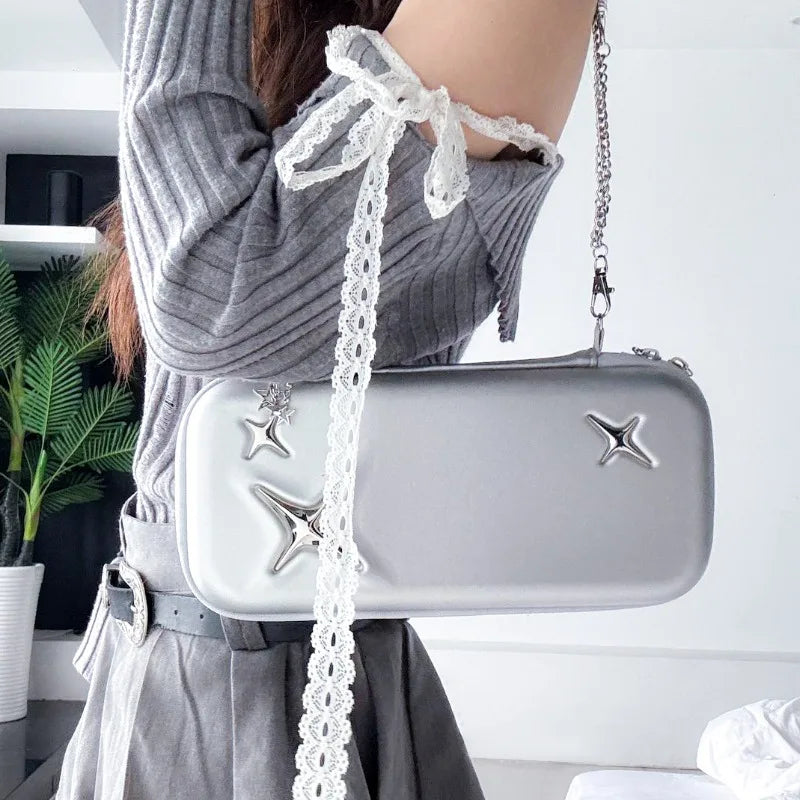 New Portable Carrying Case for Switch 2 Retro Silver Game Console Storage Bag Eva Hard Handbag Travel Bag Gaming Accessories