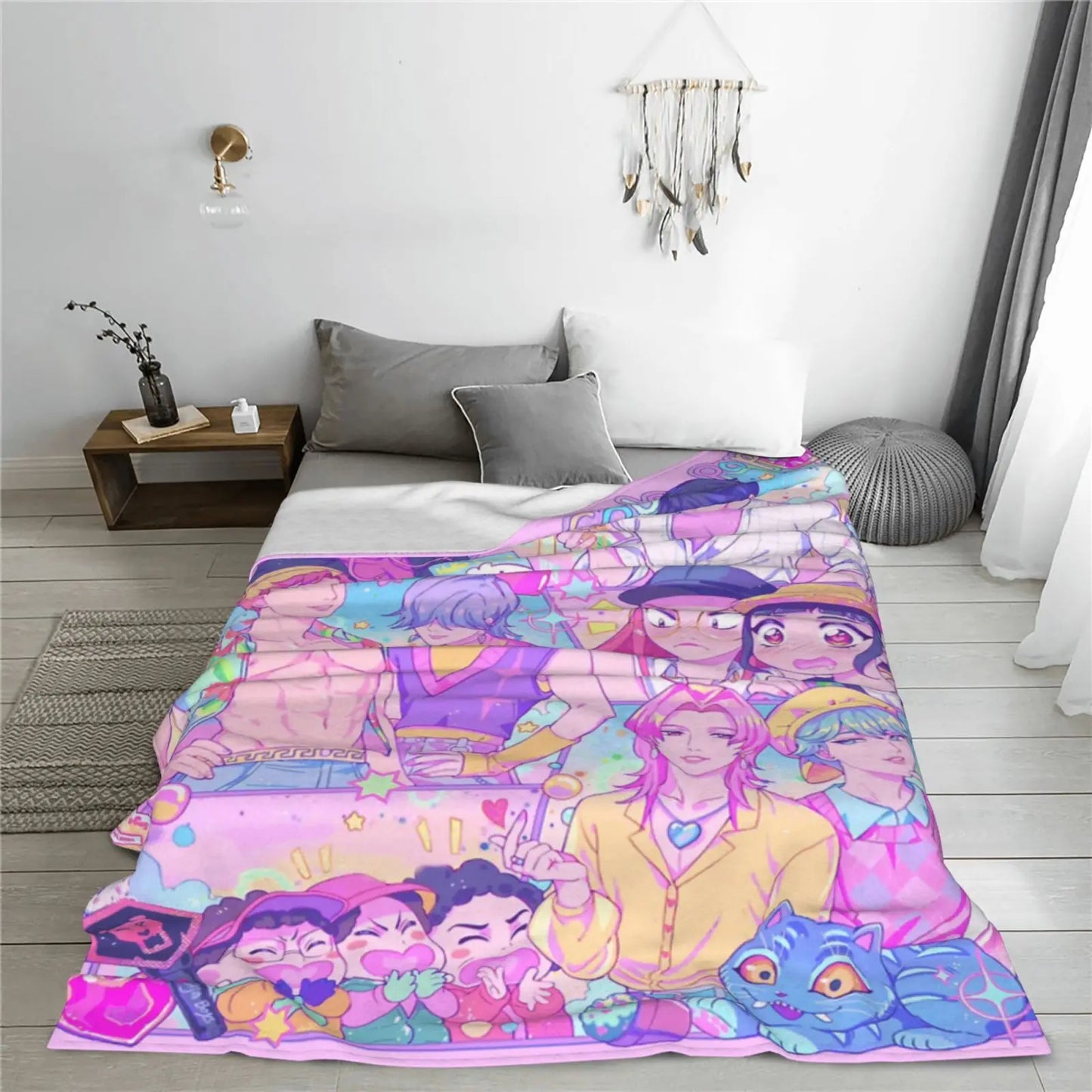 K-Pop Group Demon Hunters Cozy Super Soft Flannel Blanket, Lovely Anime Character Warm Throw Blanket For Living Room,Home Decor