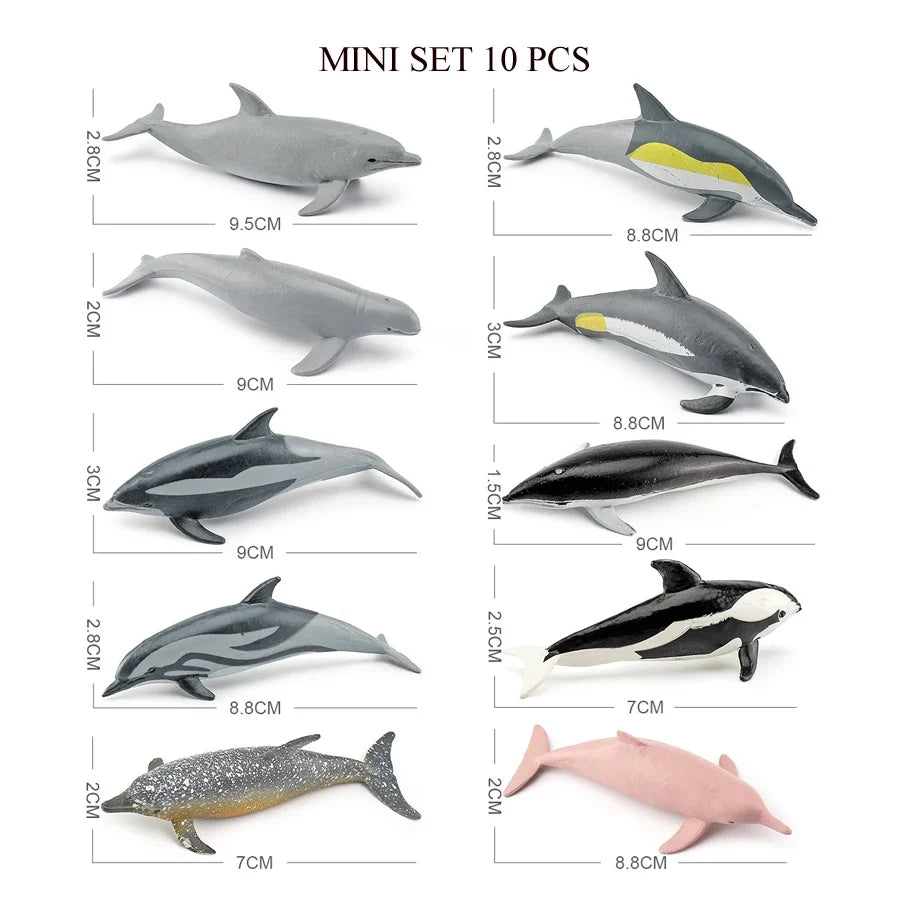 Realistic Mini Ocean Animal Figurines Plastic Marine Sea Creatures Whale Shark Dolphin Turtle Penguin Model Playset Gift for Kid
