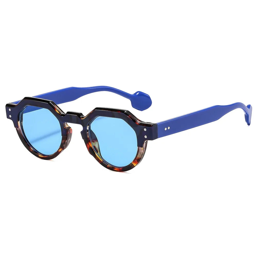 Fashion Small Irregular Square Sunglasses Women Retro Round Shades UV400 Men Rivets Punk Sun Glasses
