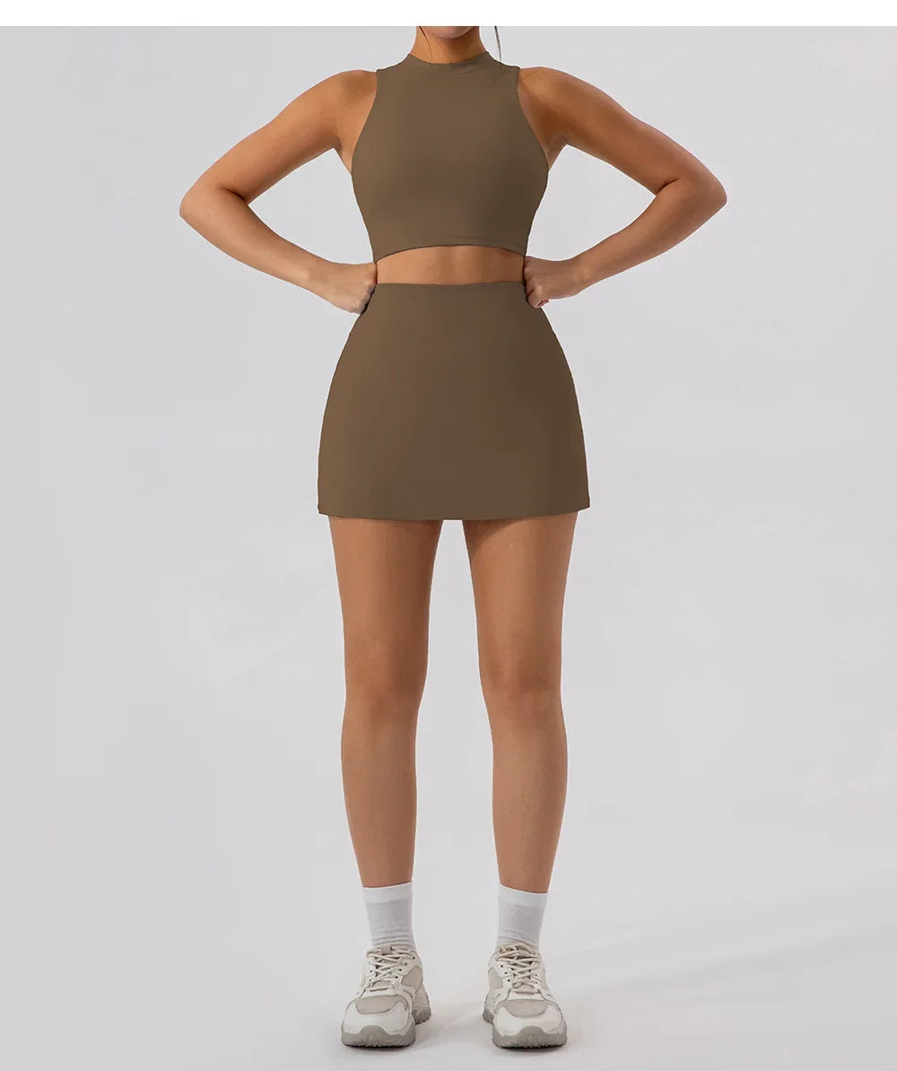 2025 Tennis Skirts Shorts Women Solid Sports Gym High Waist Yoga Fitness Shorts Slim Fit Breathable Running Fitness Mini Skirt