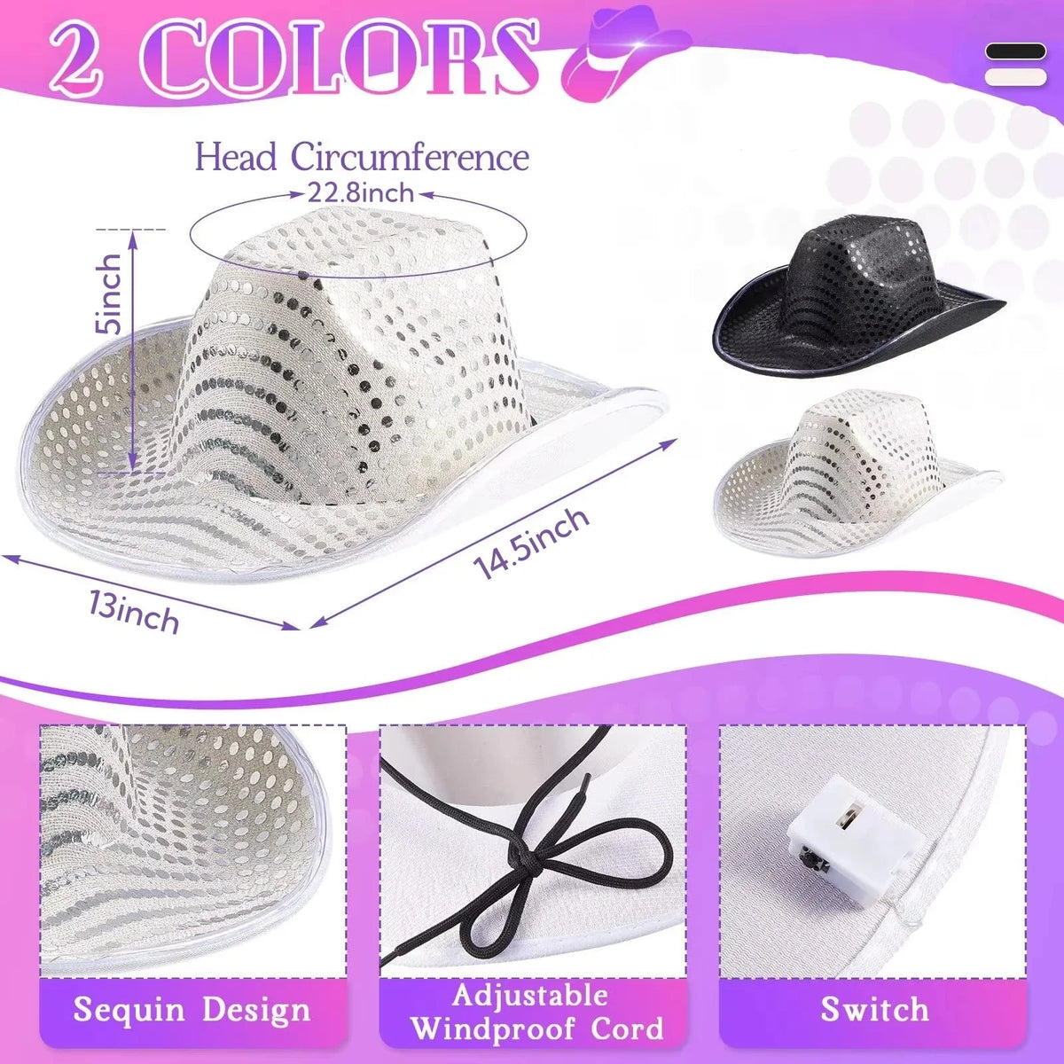8/10/16/20/40pcs Light Up Cowboy Hats Lighted Wedding Hats LED Western Cowgirl Hats for Wedding Reception Dance Bachelor Party