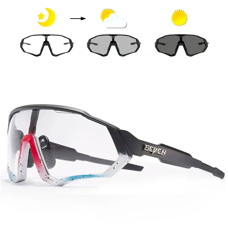 SCVCN-New Style Sunglasses Bicycle Eyewear Mountain Bike Cycl Goggles UV400 MTB Road for Men Photochromic Sport Cycling Glasses