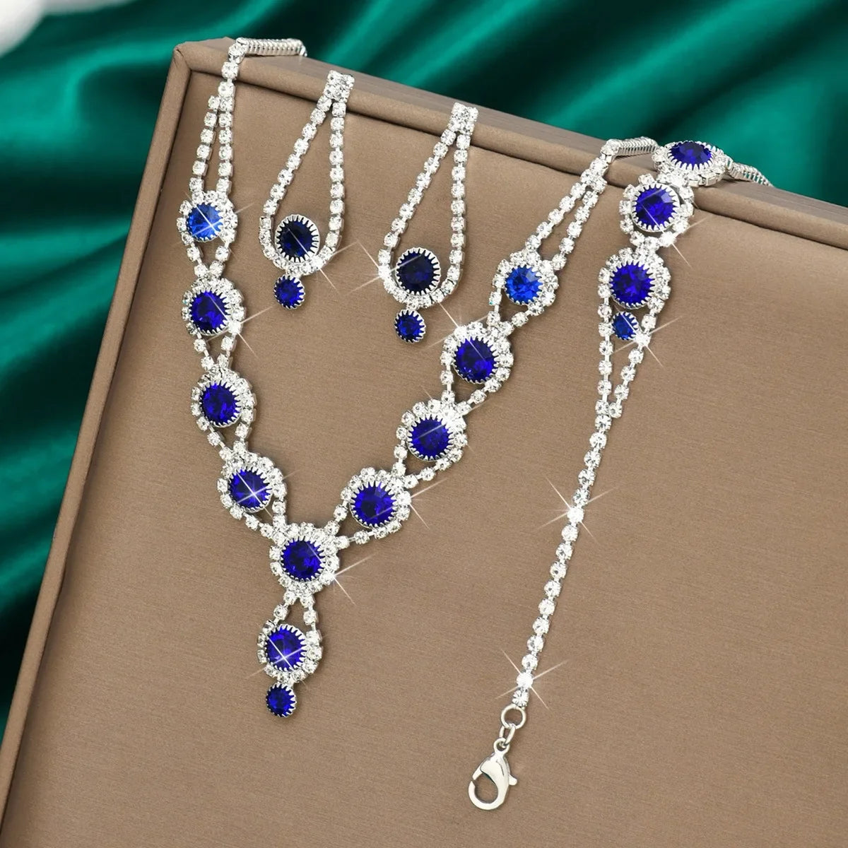 4PCS Fashion Elegant Crystal Jewelry Sets for Women Rhinestones