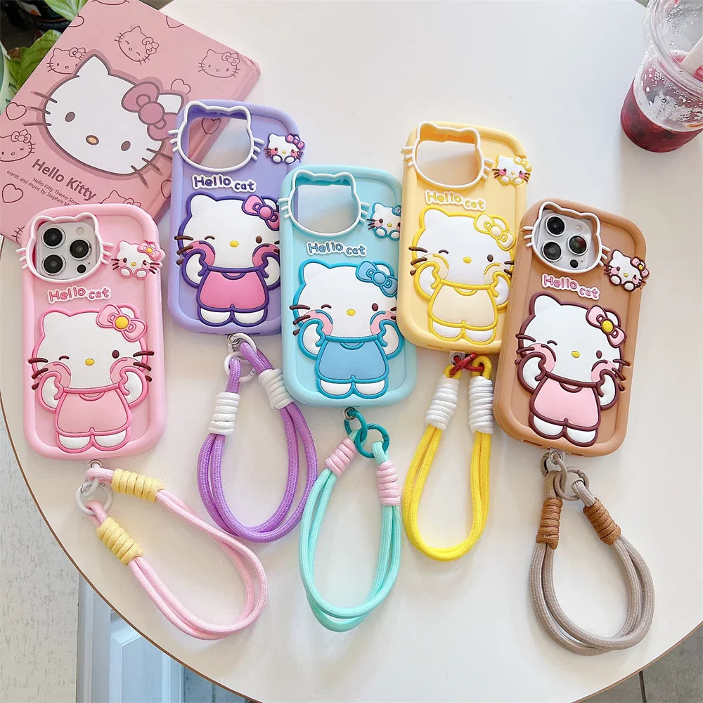 Funda de silicona para teléfono con diseño de dibujos animados de Hello Kitty