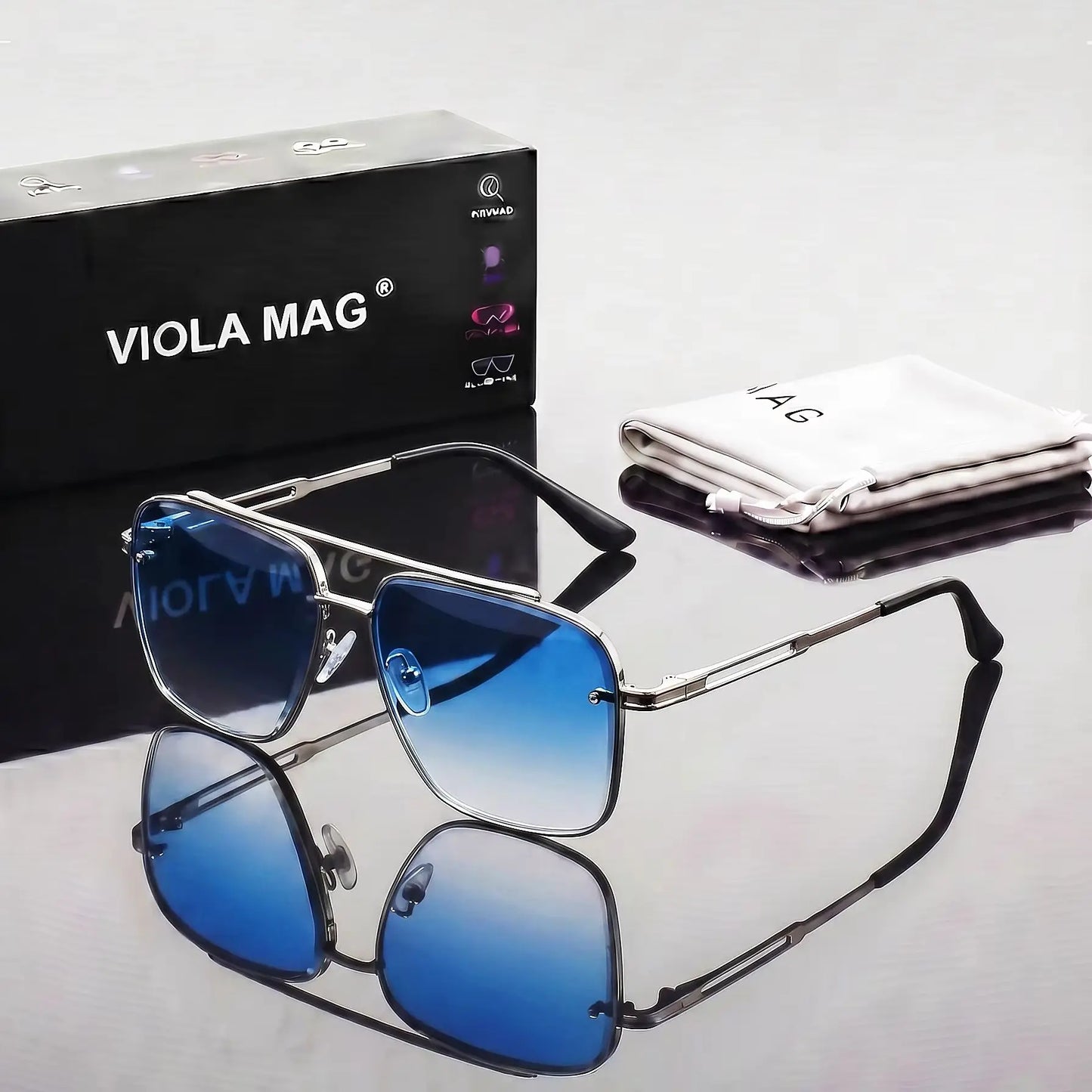 VIOLA MAG Luxury Retro Double Bridge Aviator Sunglasses, Premium  Pilot Eyewear, Fashion Designer Square Shades with Protective