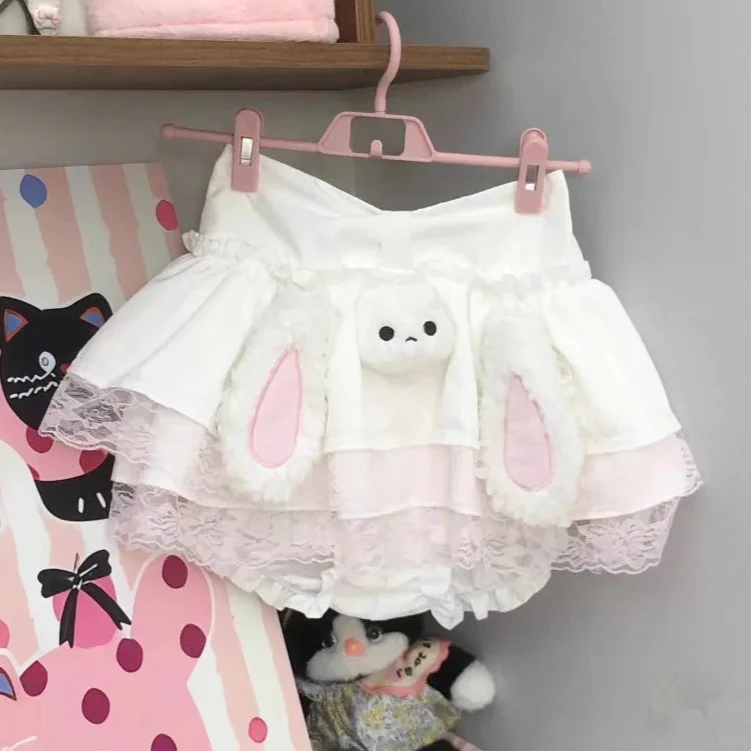 Falda de peluche de conejo Kawaii