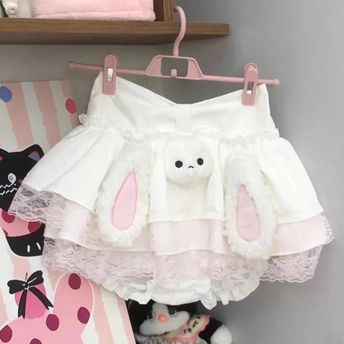 Falda de peluche de conejo Kawaii