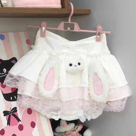 Falda de peluche de conejo Kawaii