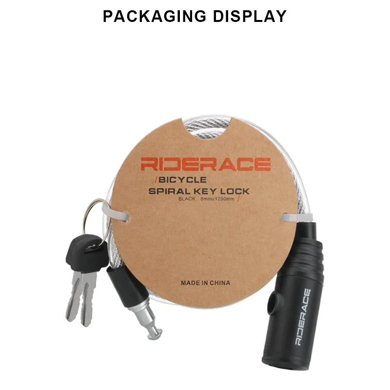 RIDERACE Bicycle Cable Lock Portable Bike Anti-theft Ring Lock High Security For Scooter Electric E-Bike Road Cycling Sliver