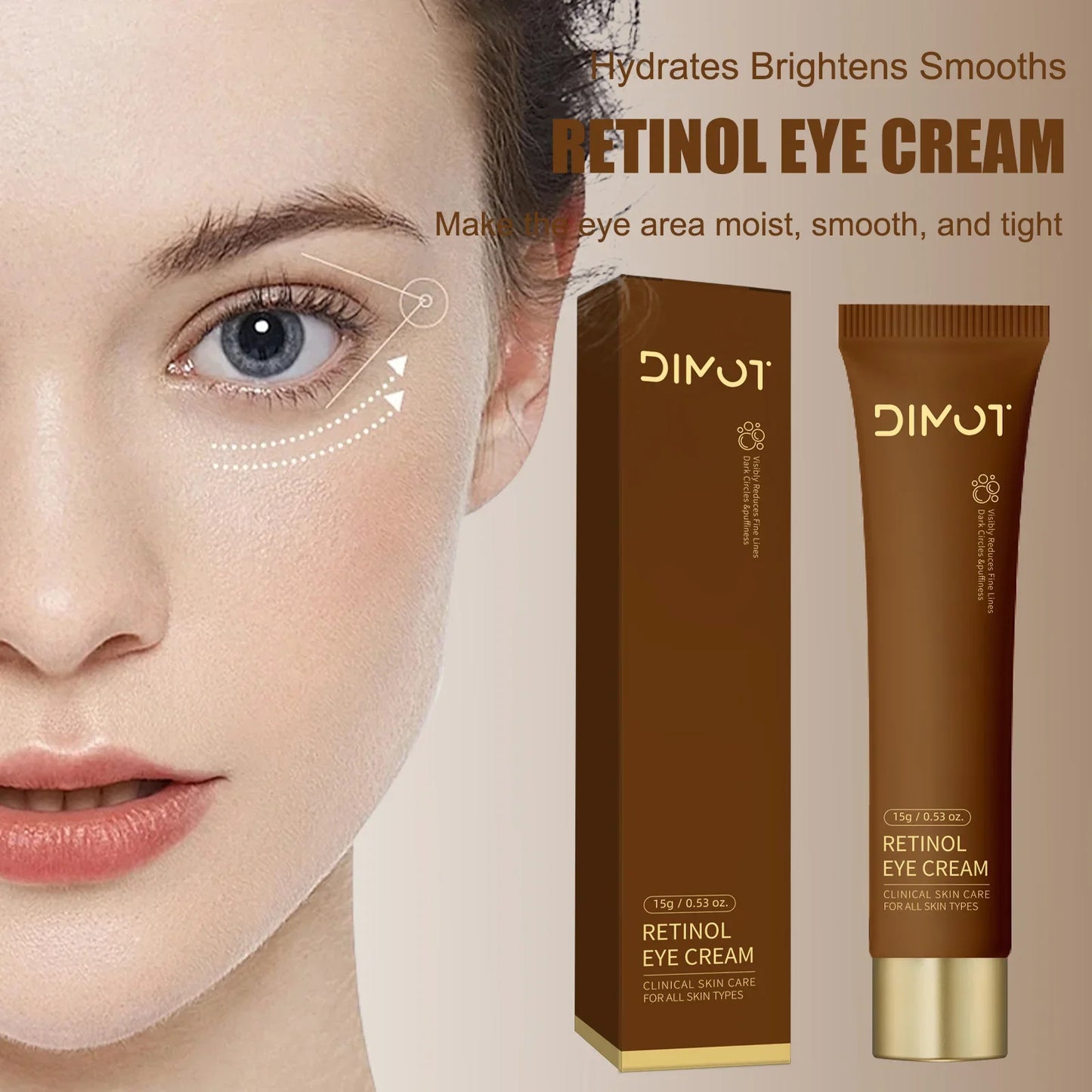 Retinol Eye Cream Anti Wrinkles,Anti Puffiness Remove Dark Circle Eye Bag Hyaluronic Acid Moisturize Peptides Soothe Skin Care
