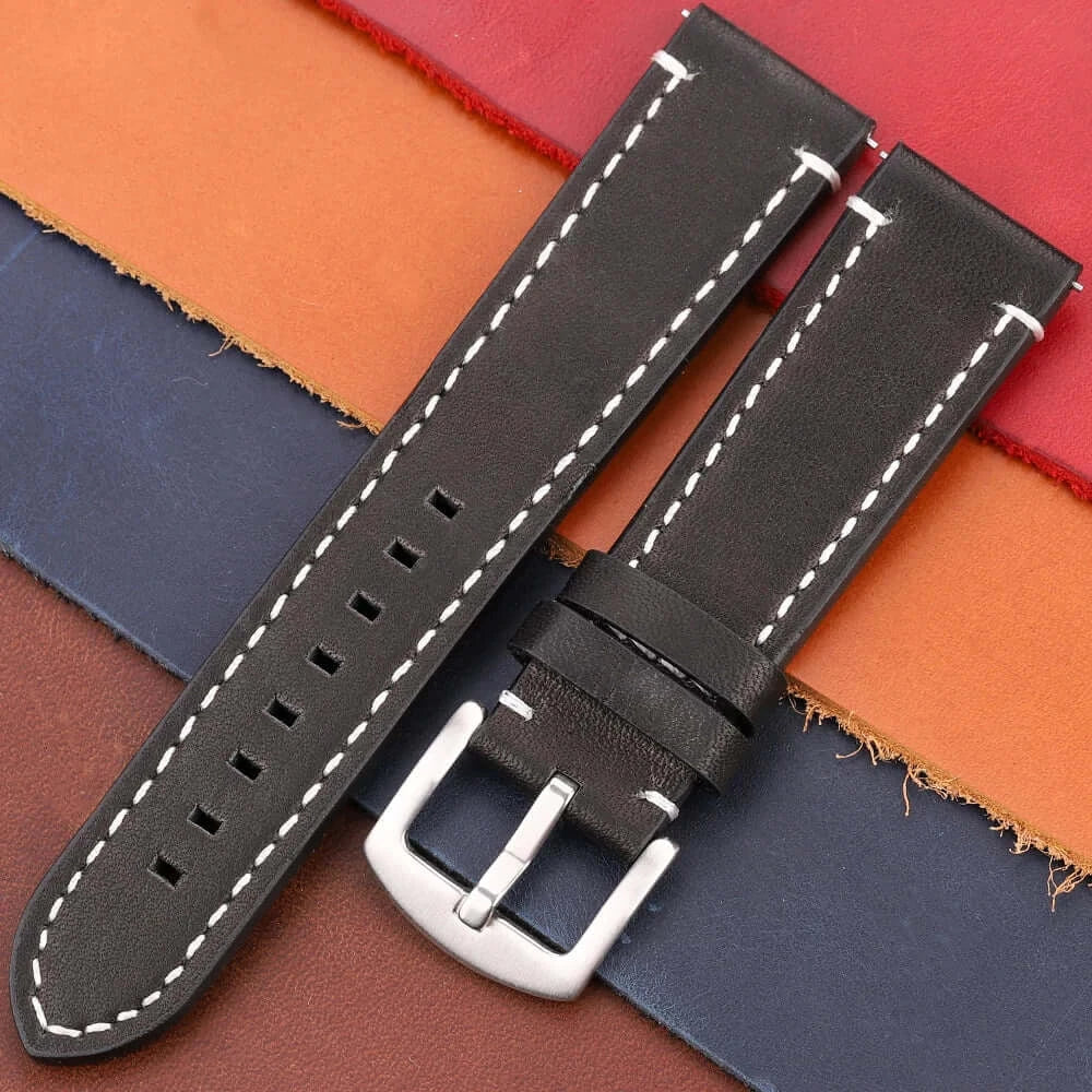Huawei Watch & Watch GT Contrast-Stitched Leather Band, Square Holes