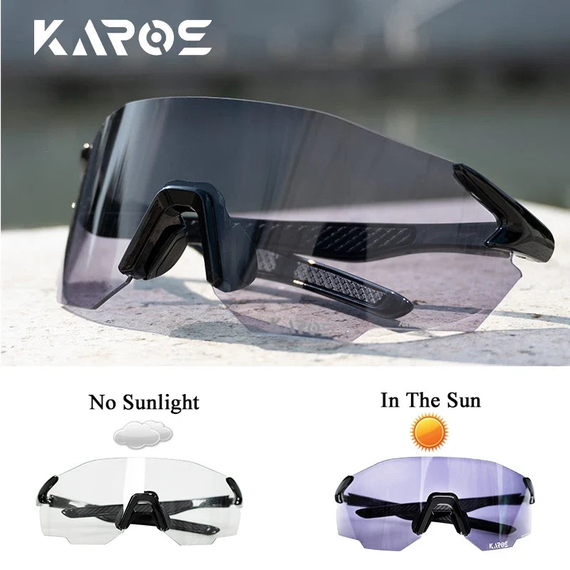 KAROS Photochromic Cycling Glasses MTB Road Bike Eyewear Men Women Outdoor Sports Sunglasses Adjustable Lens for Bicycle K01