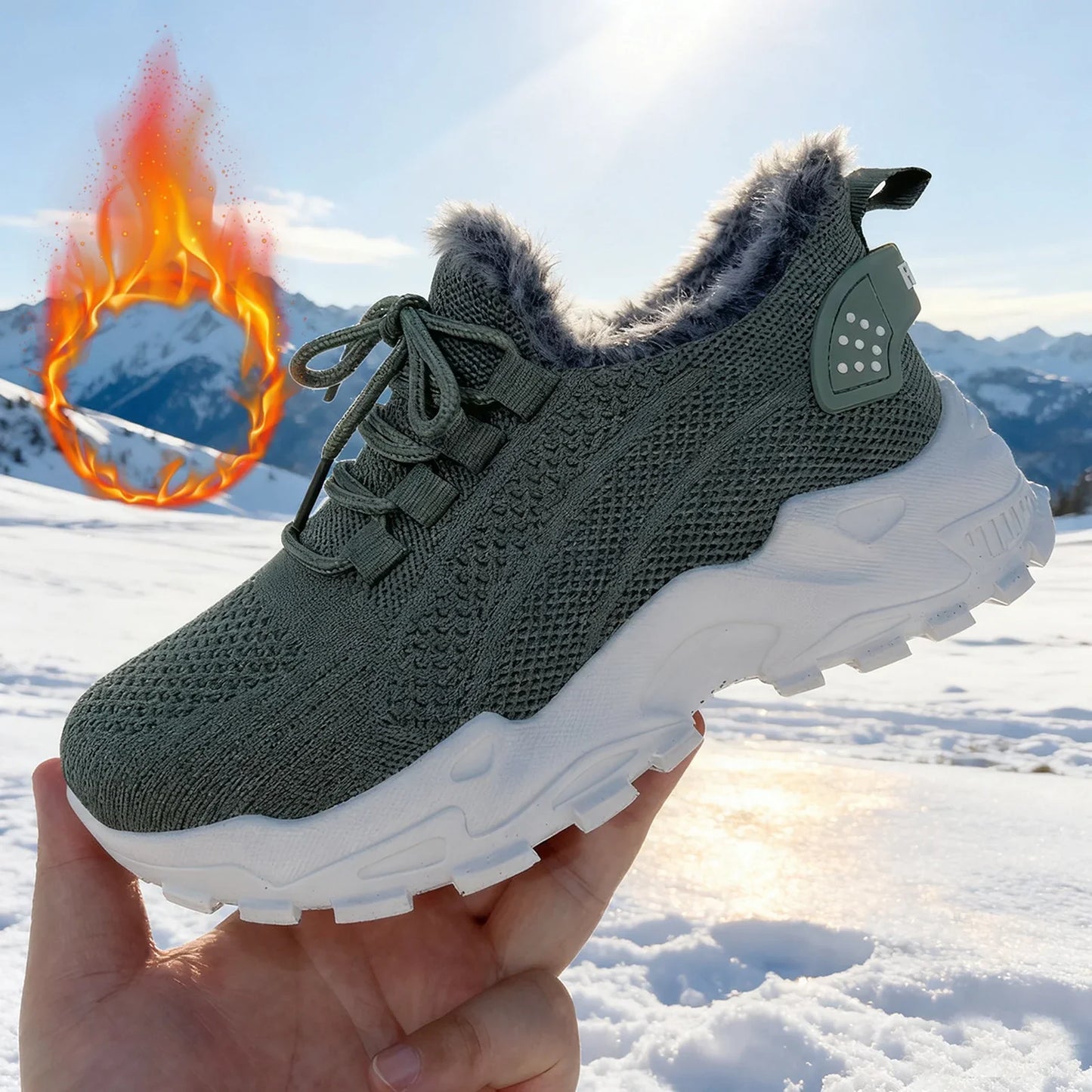 Women's Winter Warm Sports Shoes Non Slip Soles Suitable for Cold Weather Outdoor Walking Sports Shoes Ladies Sneakers