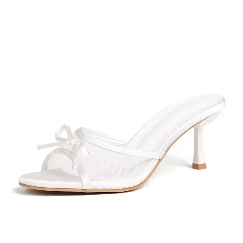2024 Women Summer New Luxury Brand High Heel Sandals Versatile Simple Slim Heel Sandals Slippers