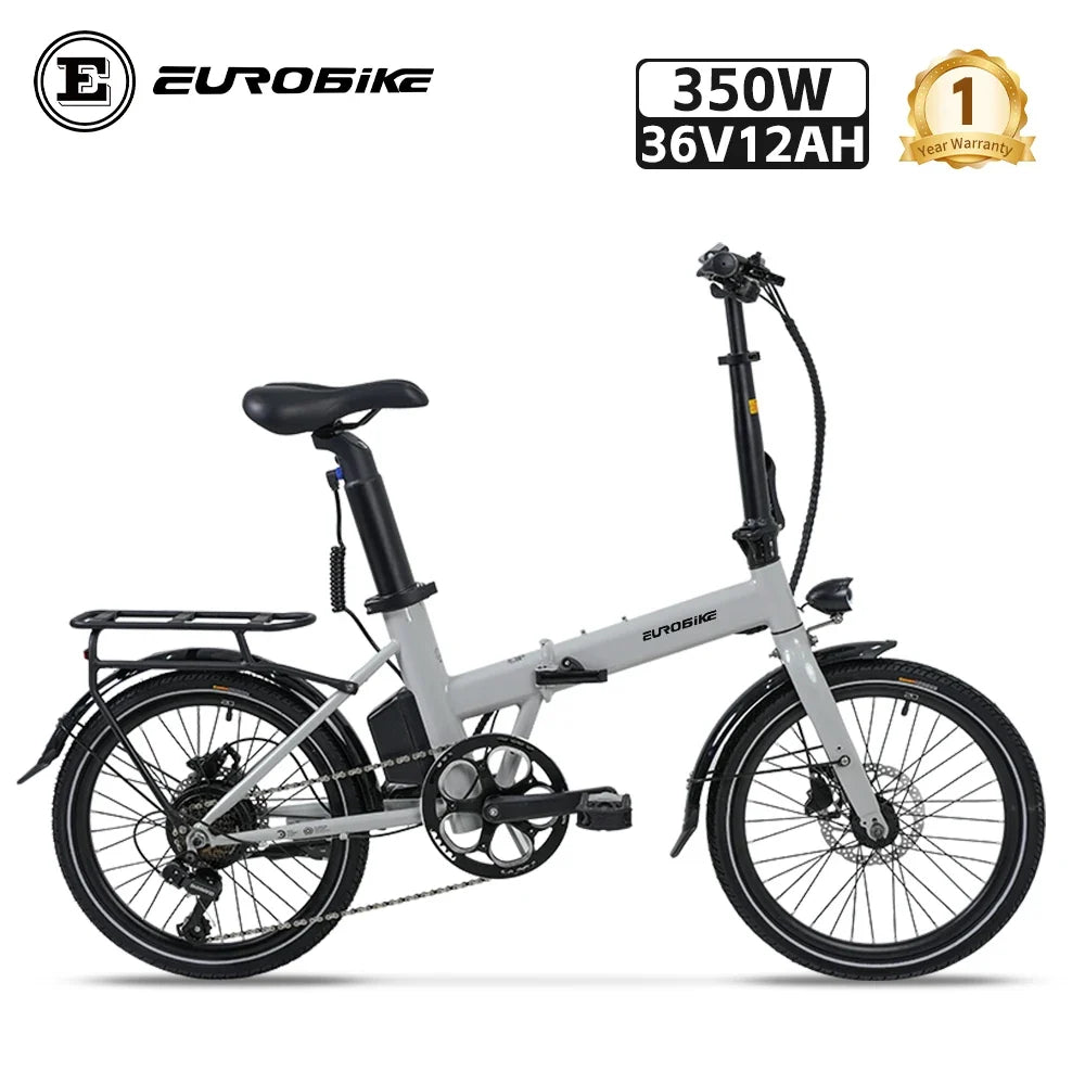 Folding Electric Bicycle 350W, 36V 8Ah/12Ah Removable Battery, 20Inch*1.75 Tires, 25Km/h, 7Speed City Commuter Travel Ebike
