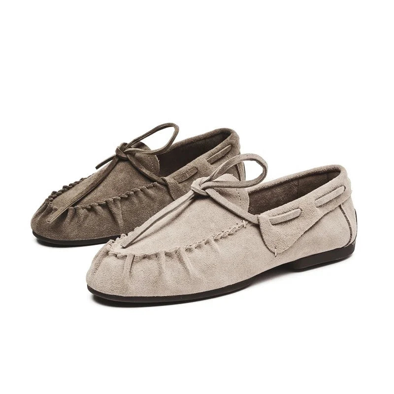 AIYUQI Women Loafers British Style 2026 New Genuine Leather Beanie Shoes Women Flat Non-slip Vintage Slip-on Moccasins For Women