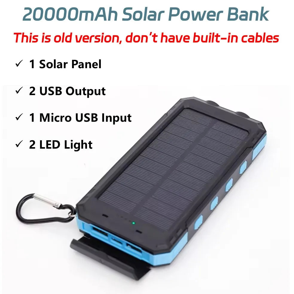 Solar Power Bank 38000mAh, Portable Solar External Battery Pack Built-in 4 Cable, 22.5W Portable Charger for Camping and Outdoor