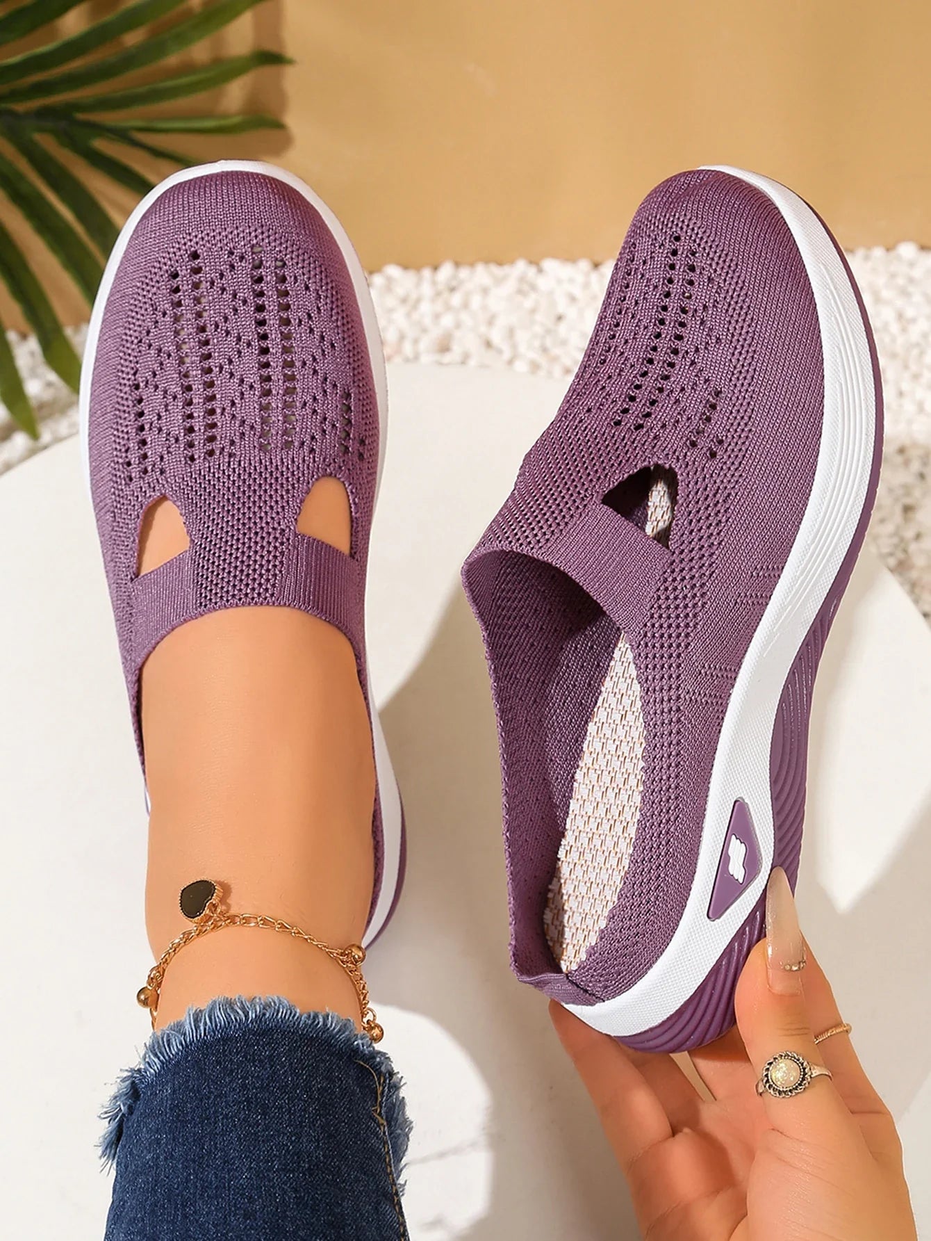 Women's Indoor Home Half Slippers, Breathable Vent Design Slip On Summer Casual Footwear, Daily Slip-on Sandals for Household