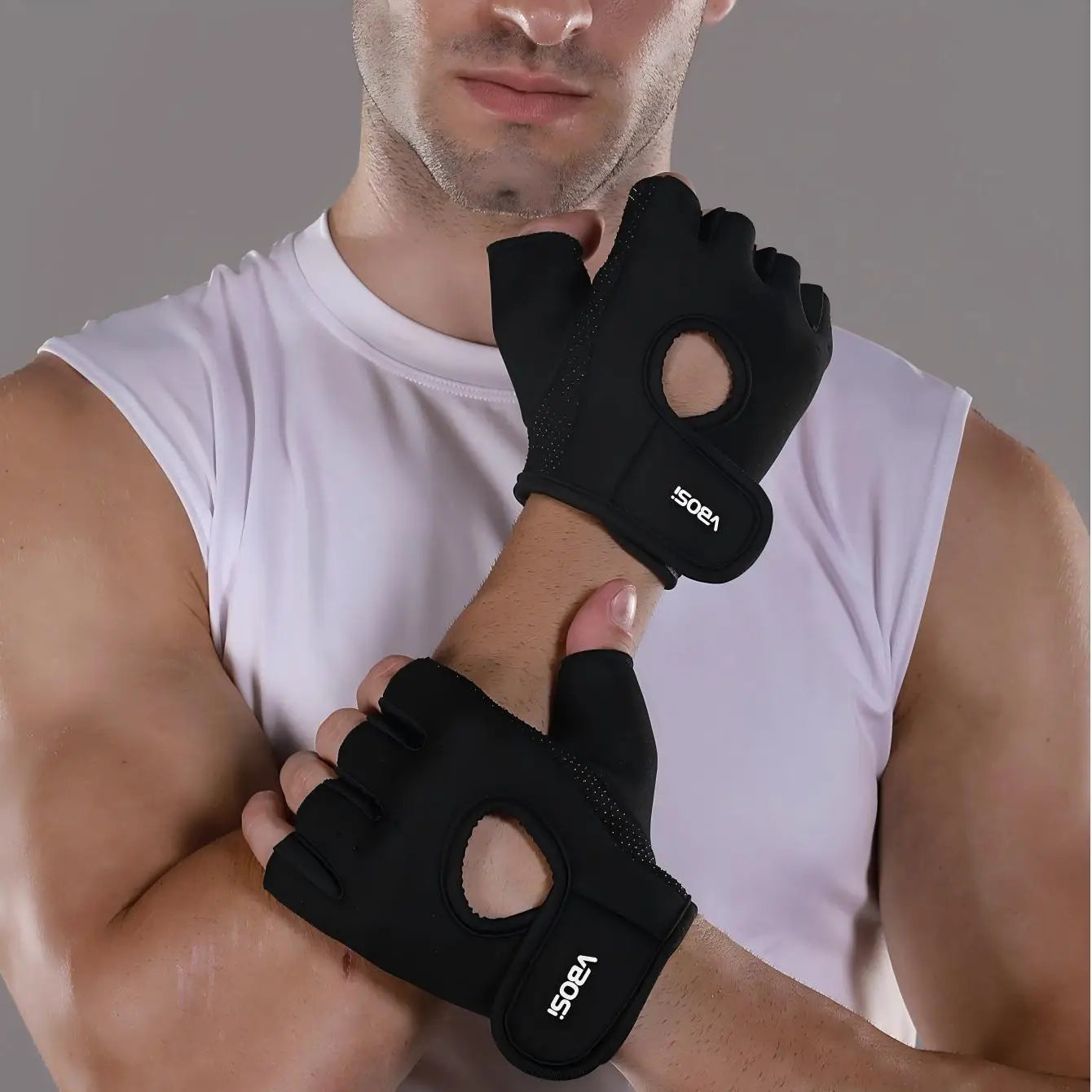 VBOSi Breathable Half Finger Gloves for Gym Exercise Cycling with Anti-slip Dots