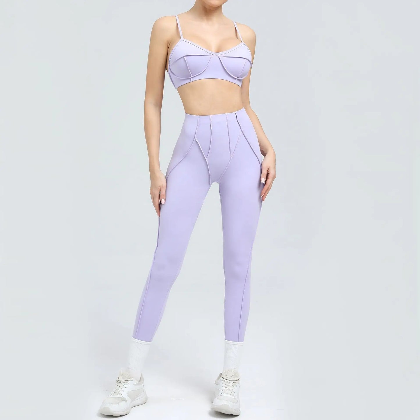 2-Piece Yoga Set – Open Back Sports Bra & High Waist Shorts