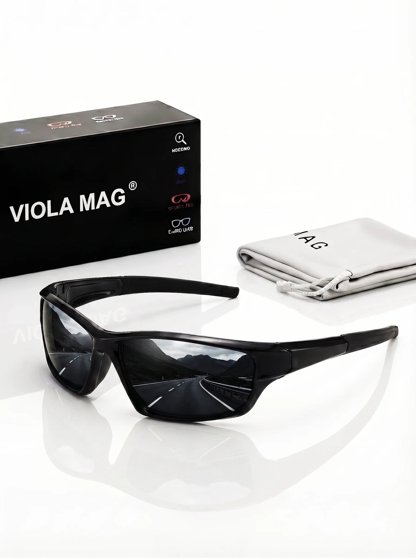 VIOLA MAG Premium Sports Sunglasses, Ultra-light TR90 Frame Wrap-around Glasses, Stylish Fishing Sunglasses, with Protective Cas