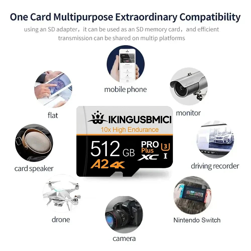 64GB 128GB 512GB TF Cards SD Cards Micro TF Card Memory Card UHS-I High Speed Waterproof 4K High Speed for Smartphone / PC / Mac