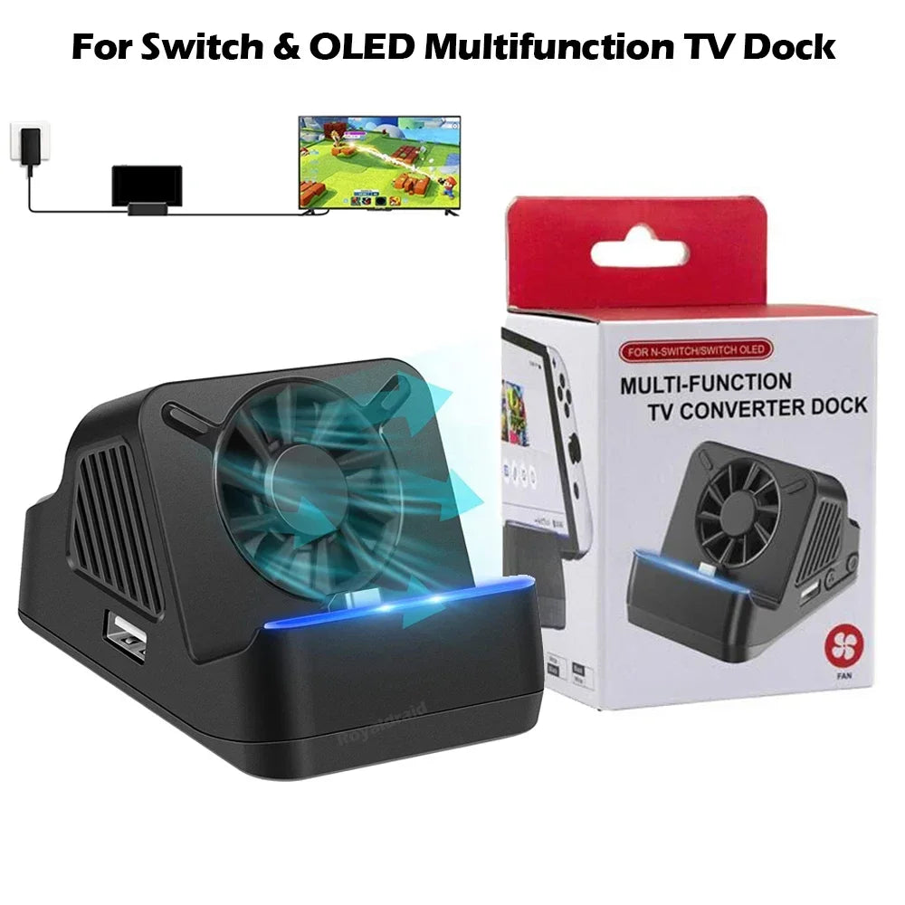 2026 NEW For Switch OLED Console For NS Switch Portable Multifunction TV Projector Charging Dock With Cooling Fan USB 3.0 Port