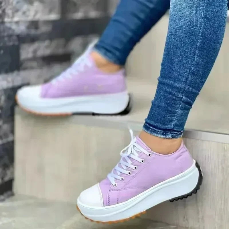 Women Shoes Classic White Canvas Sneakers Fashion Platform Women Casual shoes High Quality Lace-Up Feamle Tennis Shoes 35-43