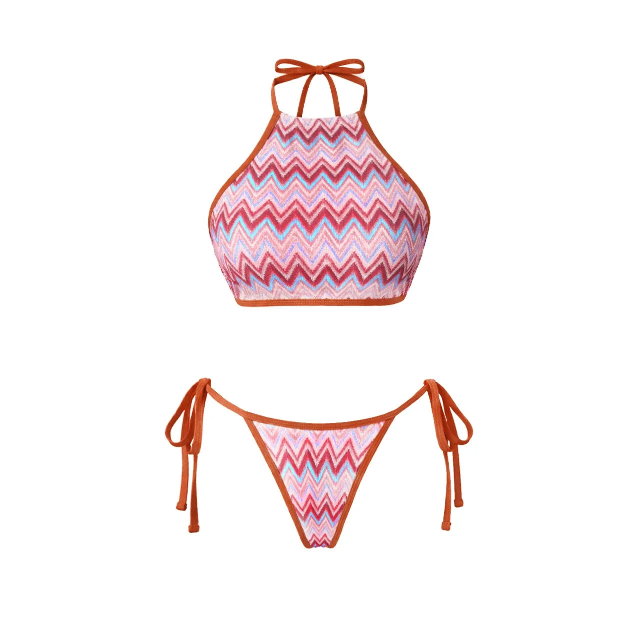 3Pcs Striped Bikini 2026 Bandeau Biquini Women Sexy Swimsuit Push Up Swimwear Female Mesh Pants Bathing Suit Cover Up Beachwear